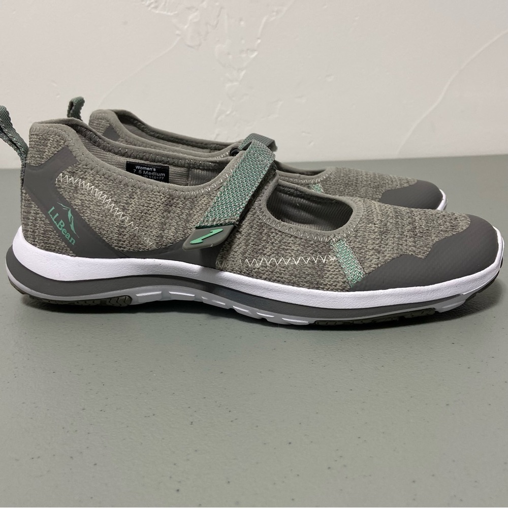 L.L. Bean Gray Women Mary Jane Comfort Sneakers Size 7.5M Hook & Loop